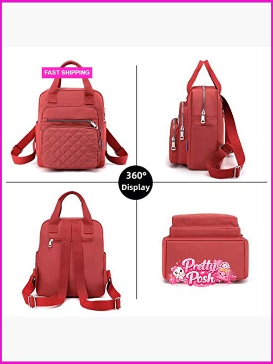 Small Quilted Waterproof Backpack with Multi Pockets Daypack main image 4